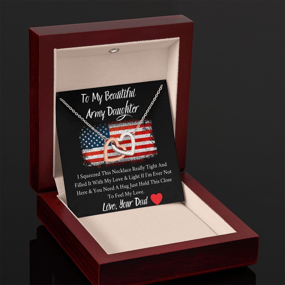 To My Beautiful Army Daughter - Feel My Love - Interlocking Hearts Necklace