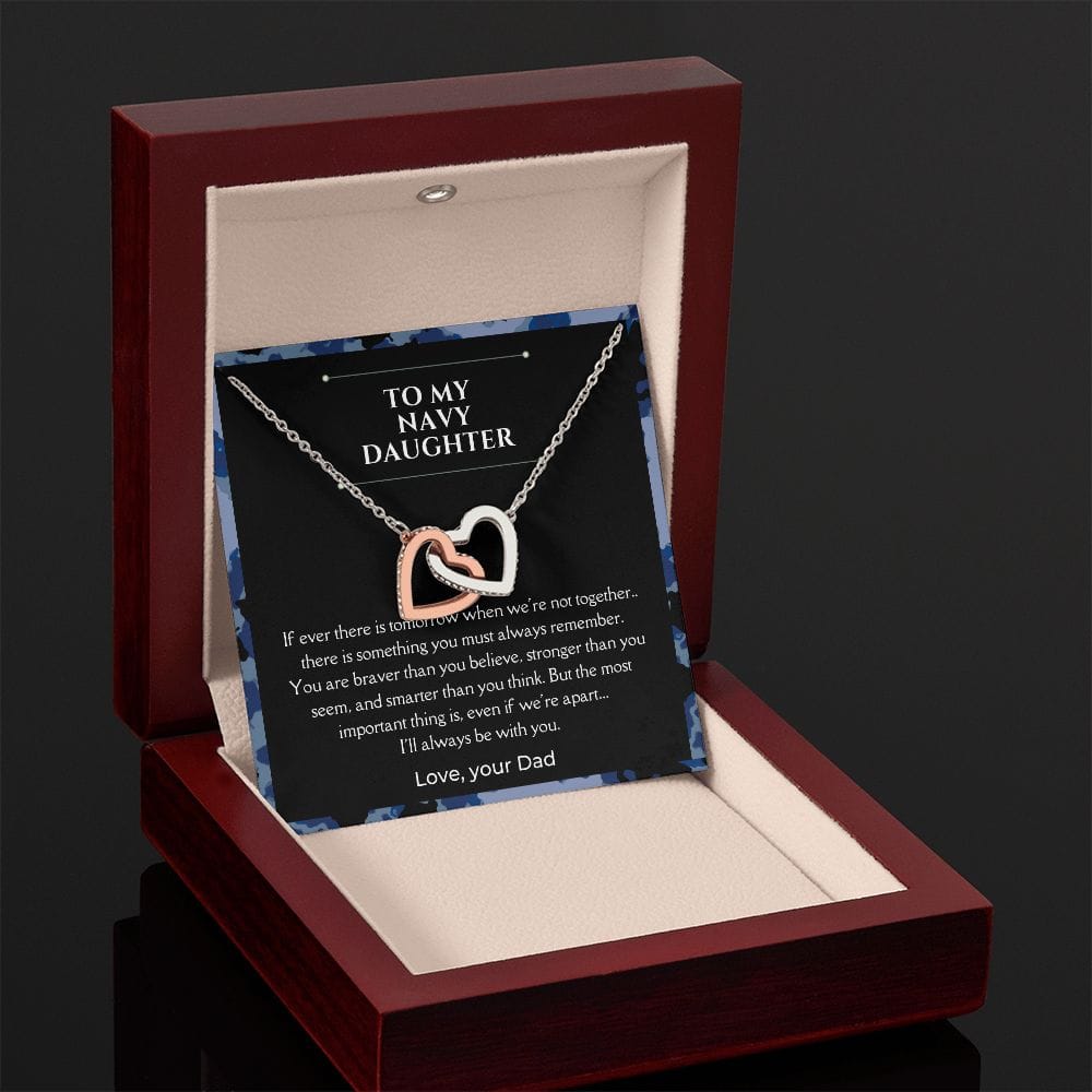 To My Navy Daughter - If There Is - Interlocking Hearts Necklace