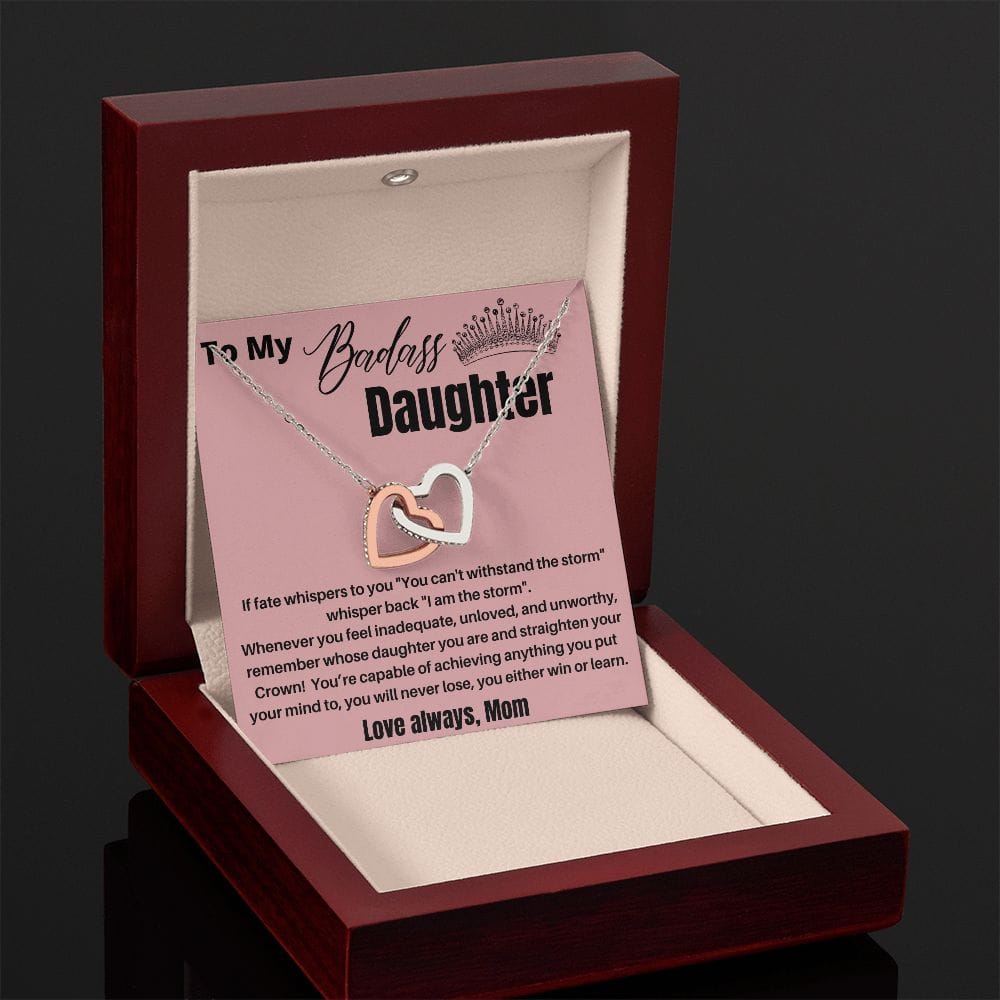 To My Badass Daughter - If Fate Whispers - Interlocking Hearts Necklace