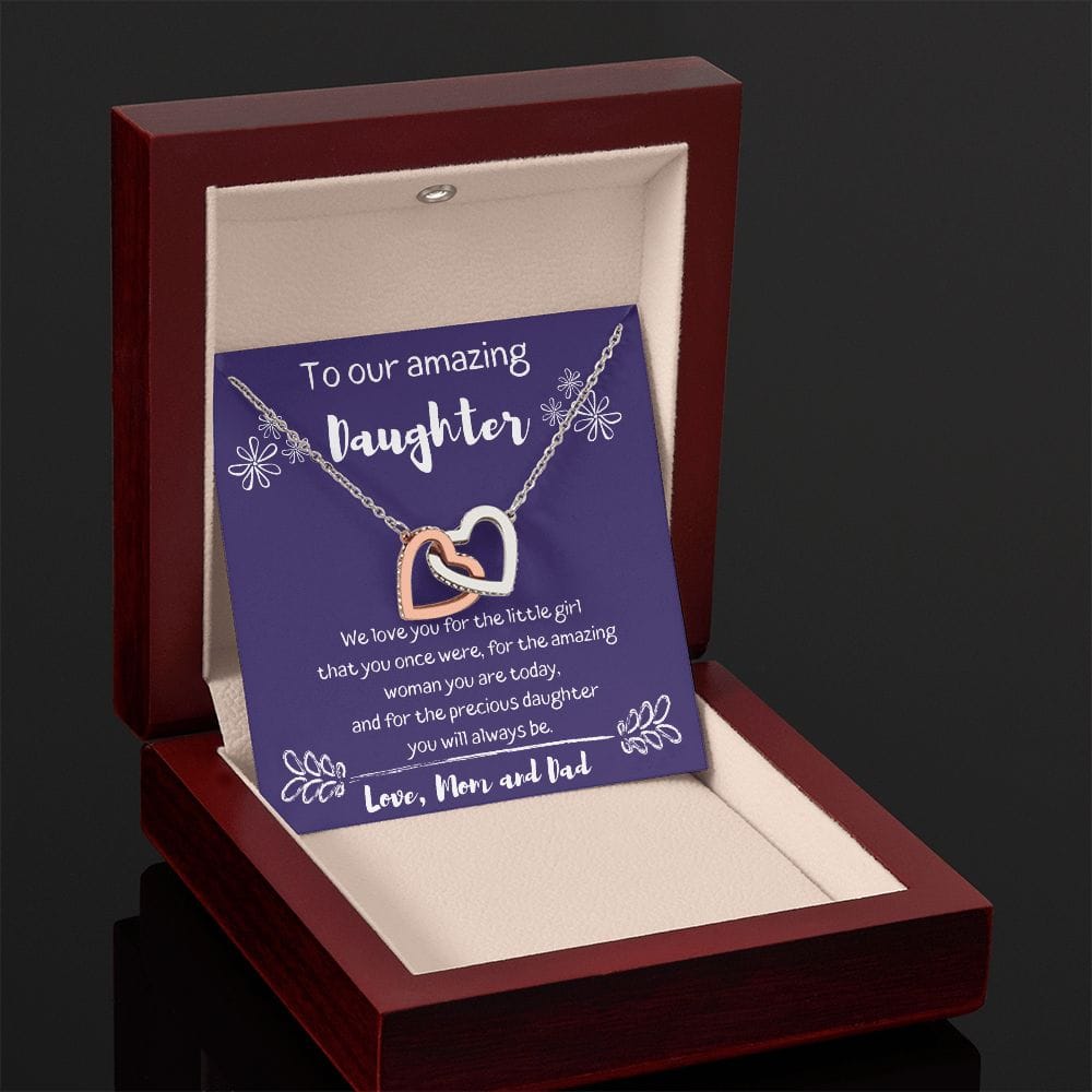 To Our Amazing Daughter - We Love You - Interlocking Hearts Necklace