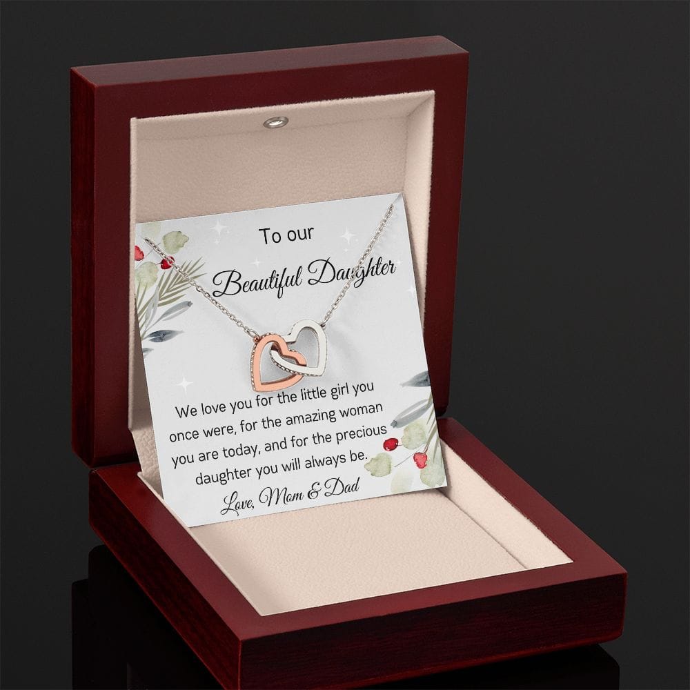 To Our Beautiful Daughter - Interlocking Hearts Necklace