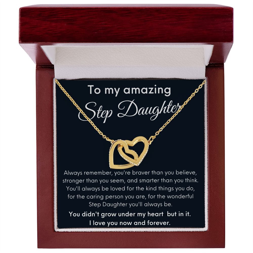 To My Amazing Step Daughter - Always Remember - Interlocking Hearts Necklace