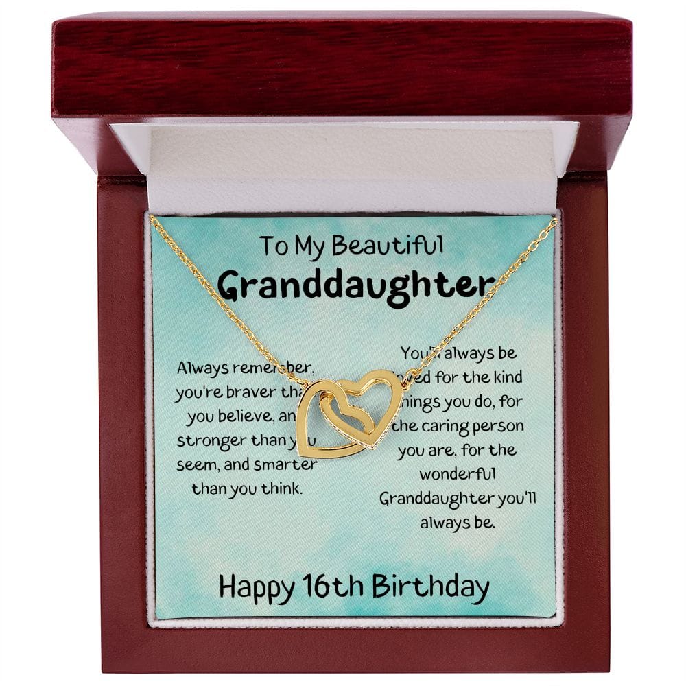 To My Beautiful Granddaughter - Happy 16th Birthday - Interlocking Hearts Necklace