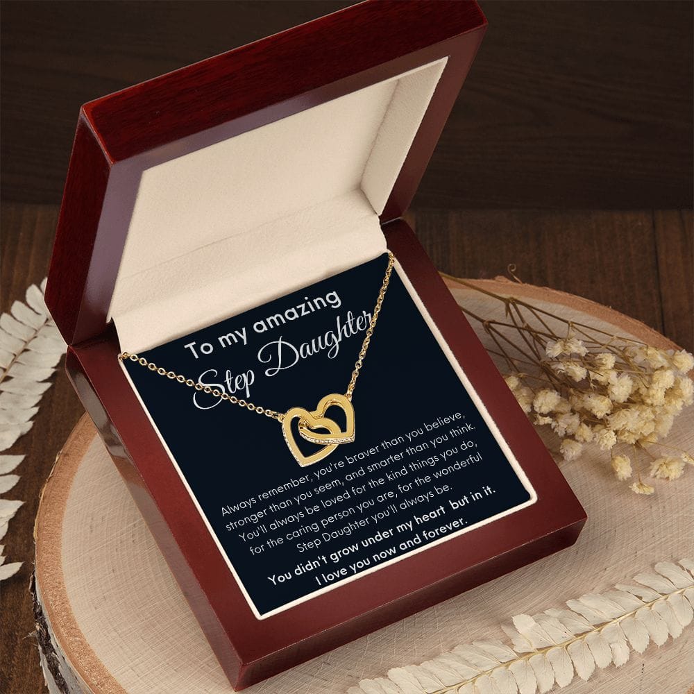To My Amazing Step Daughter - Always Remember - Interlocking Hearts Necklace