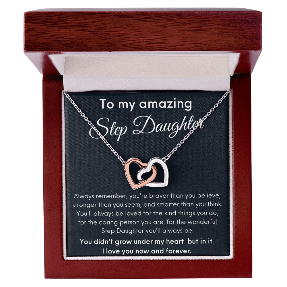 To My Amazing Step Daughter - Always Remember - Interlocking Hearts Necklace