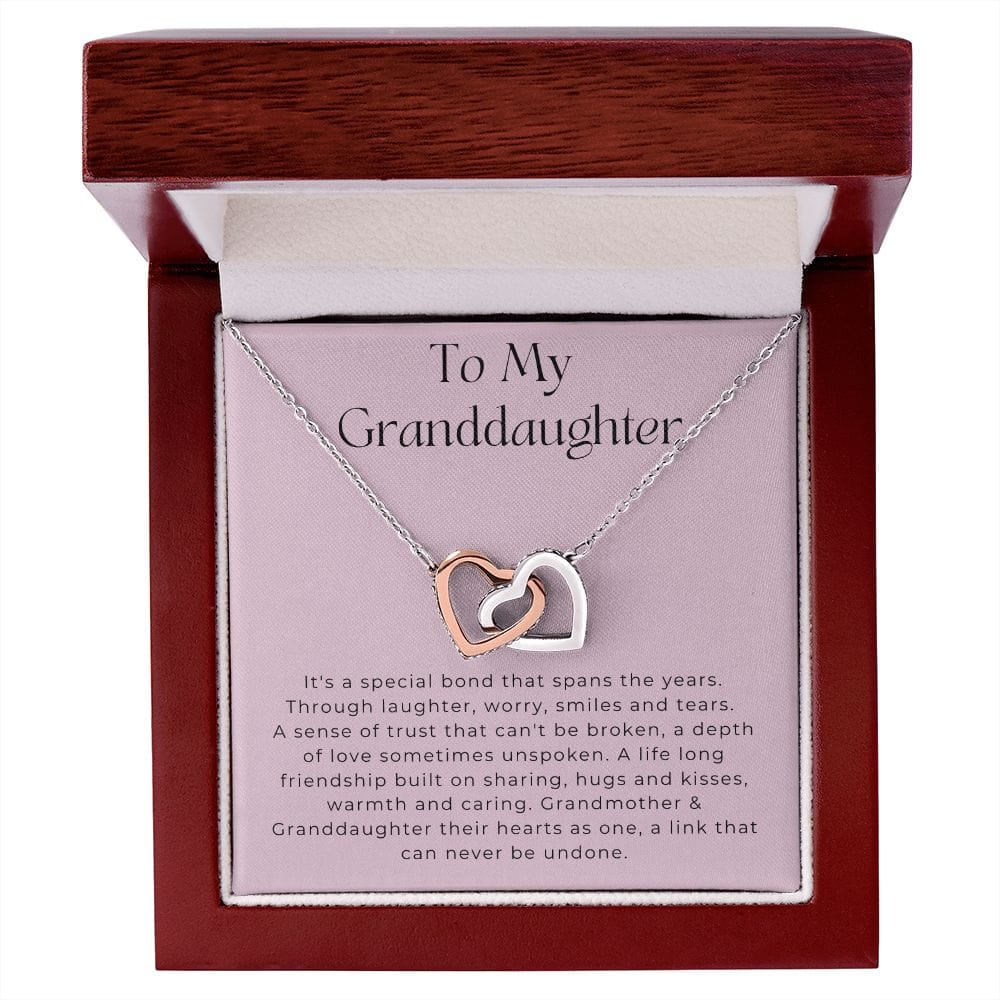 To My Granddaughter - It's A Special Bond - Interlocking Hearts Necklace