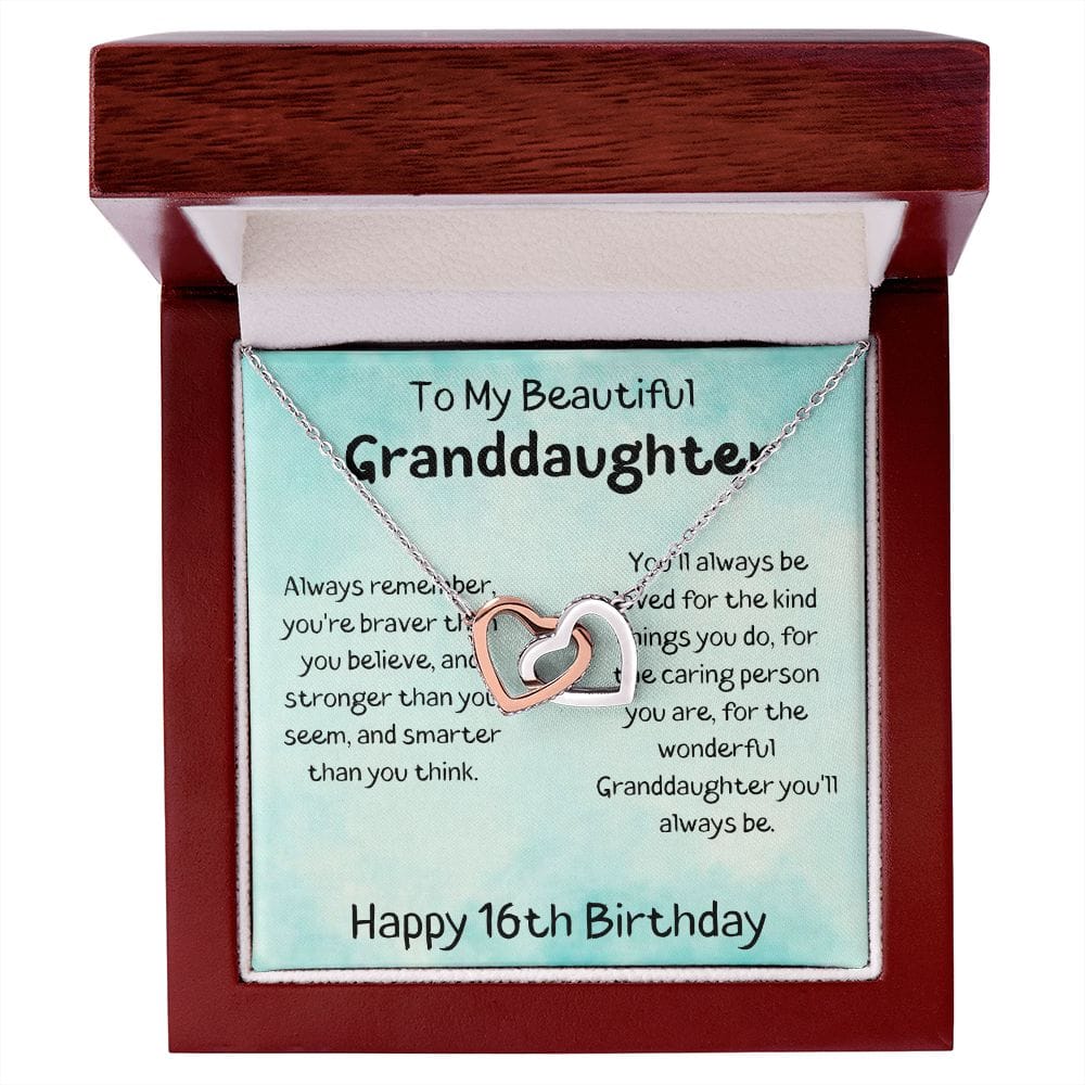 To My Beautiful Granddaughter - Happy 16th Birthday - Interlocking Hearts Necklace