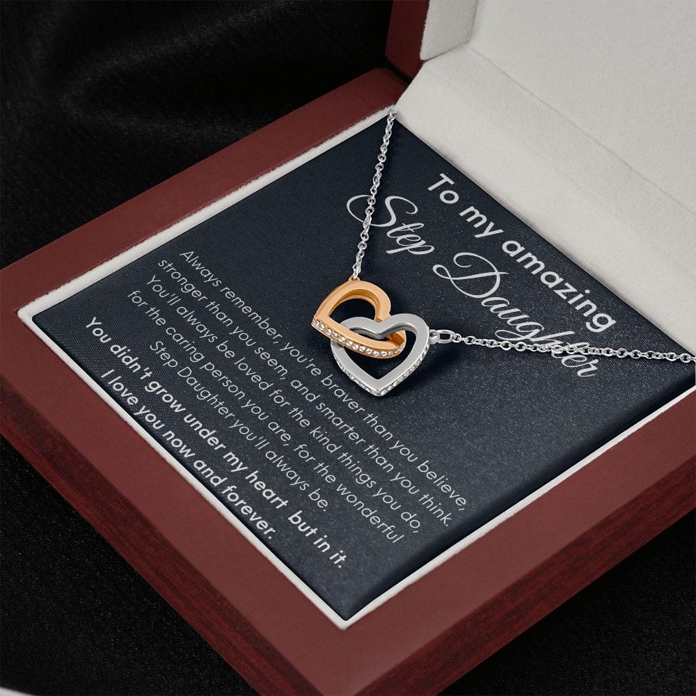 To My Amazing Step Daughter - Always Remember - Interlocking Hearts Necklace