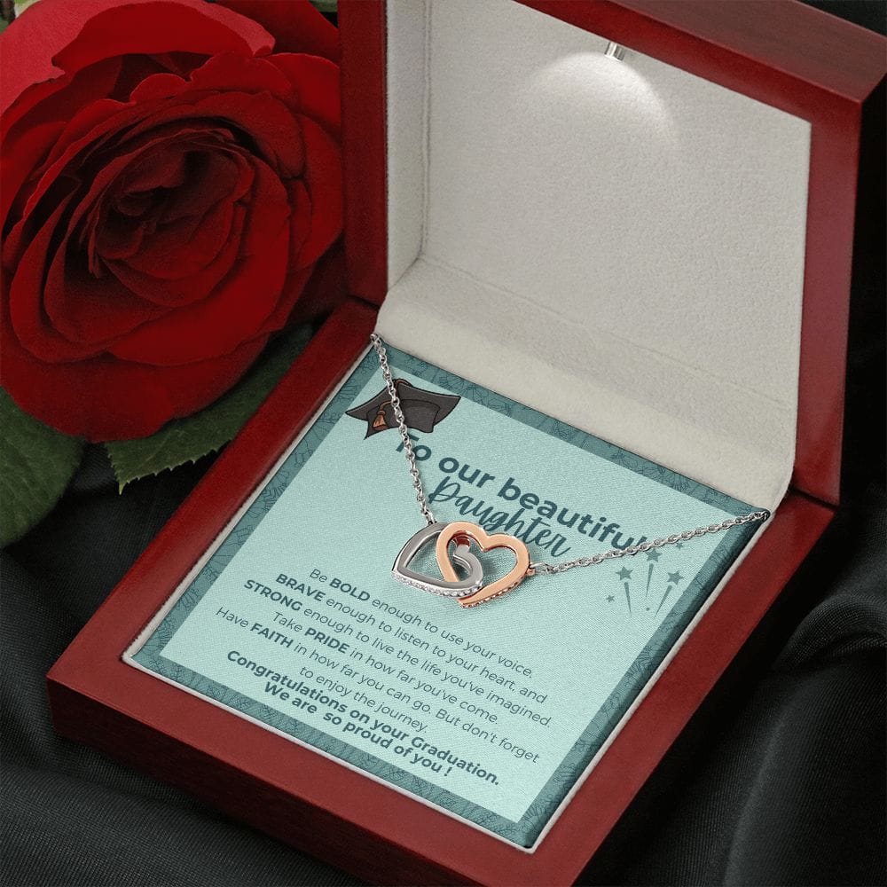 To Our Beautiful Daughter - Be Bold Enough - Interlocking Hearts Necklace
