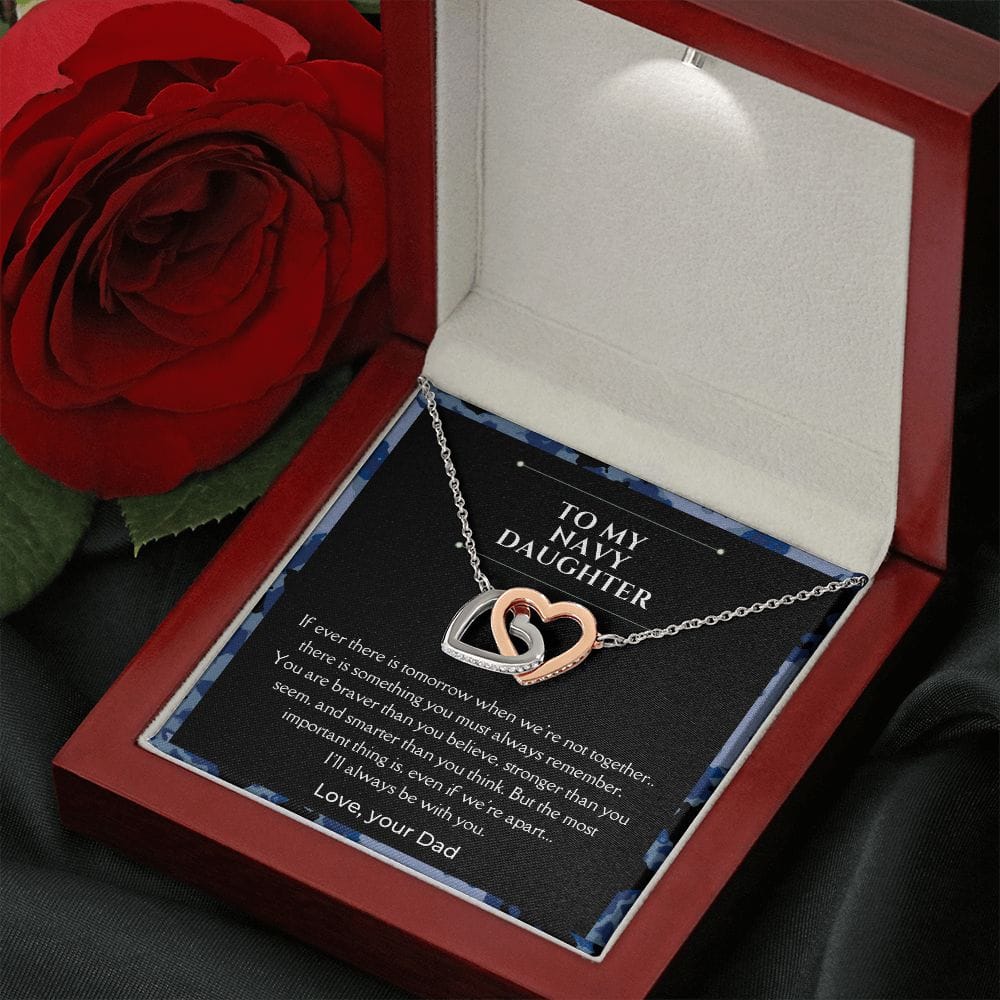 To My Navy Daughter - If There Is - Interlocking Hearts Necklace