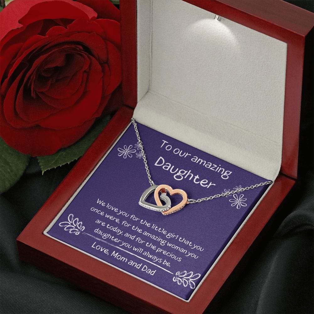 To Our Amazing Daughter - We Love You - Interlocking Hearts Necklace