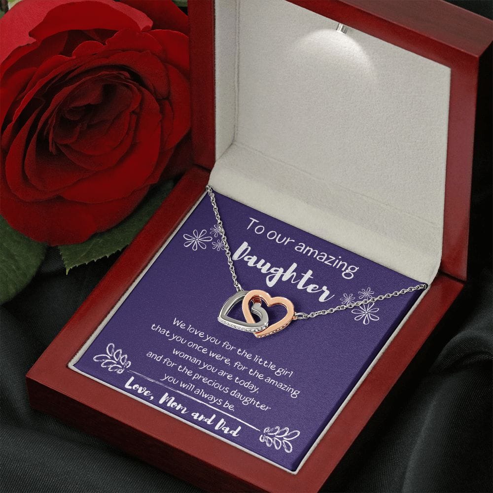 To Our Amazing Daughter - We Love You - Interlocking Hearts Necklace
