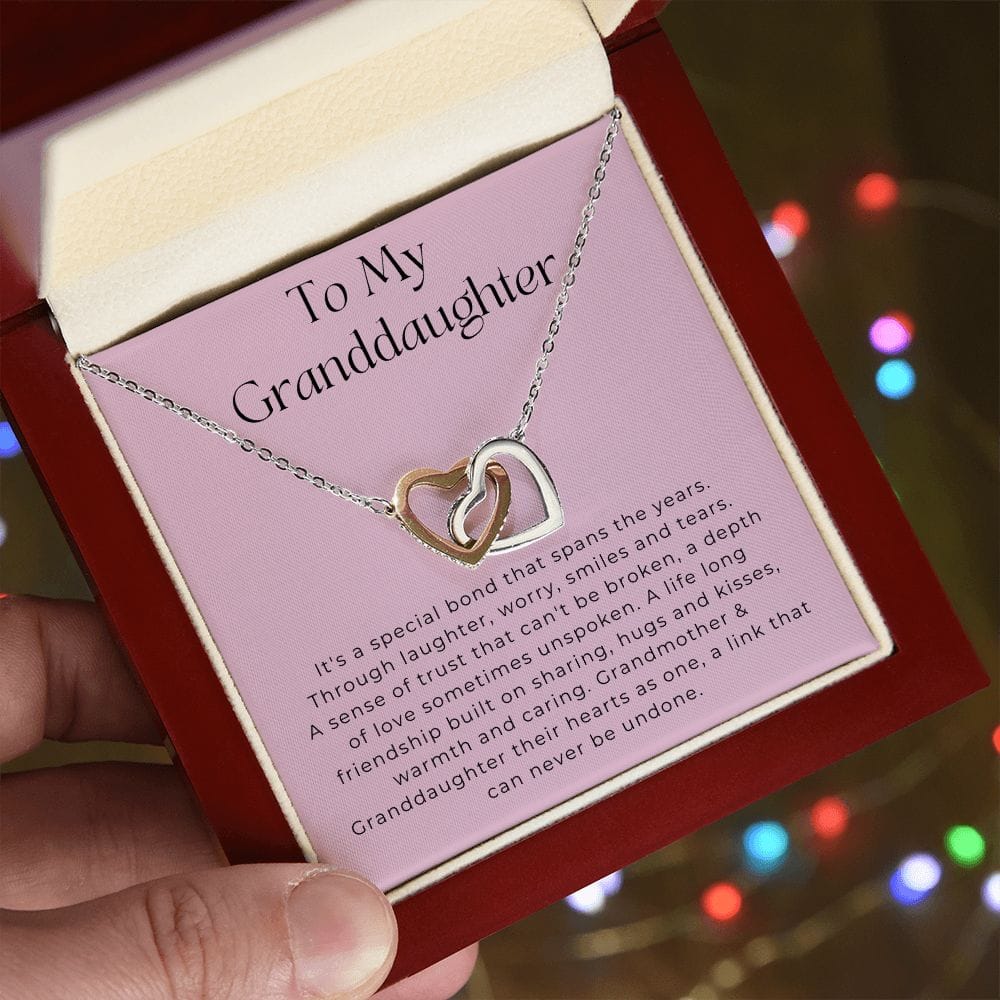To My Granddaughter - It's A Special Bond - Interlocking Hearts Necklace
