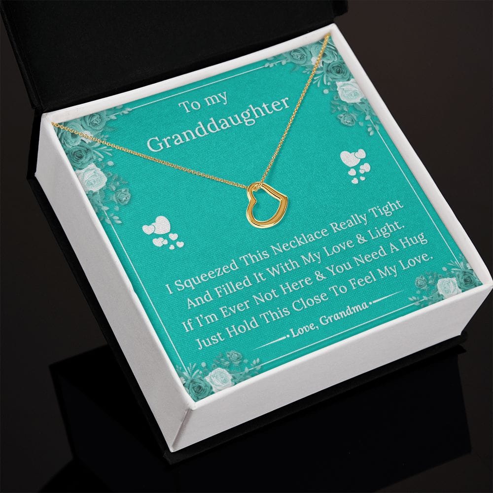To My Granddaughter - Feel My Love - Delicate Heart Necklace