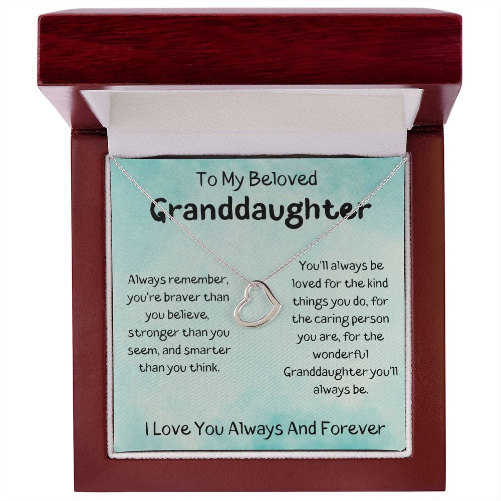 To My Beloved Granddaughter - I Love You - Delicate Heart Necklace