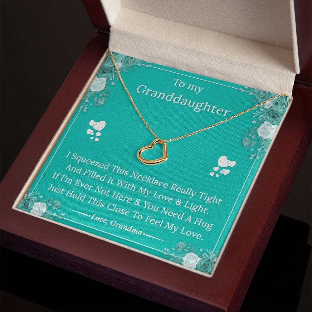 To My Granddaughter - Feel My Love - Delicate Heart Necklace