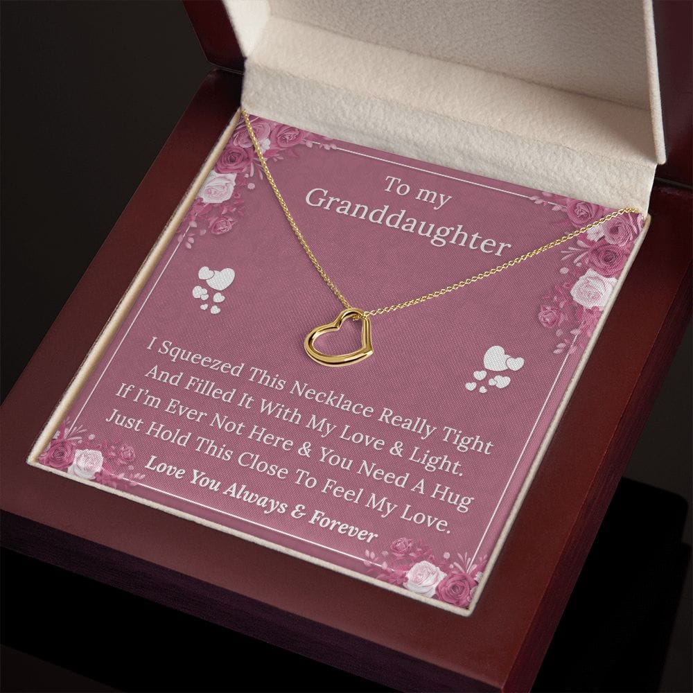 To My Granddaughter - Feel My Love - Delicate Heart Necklace