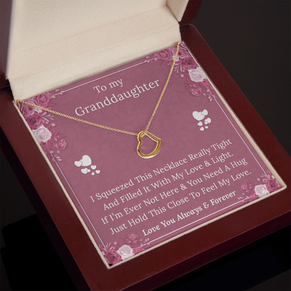 To My Granddaughter - Feel My Love - Delicate Heart Necklace