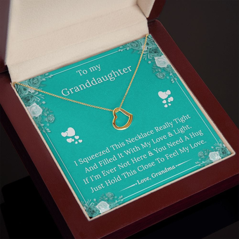 To My Granddaughter - Feel My Love - Delicate Heart Necklace