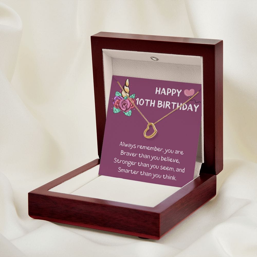 Happy 10th Birthday - Delicate Heart Necklace