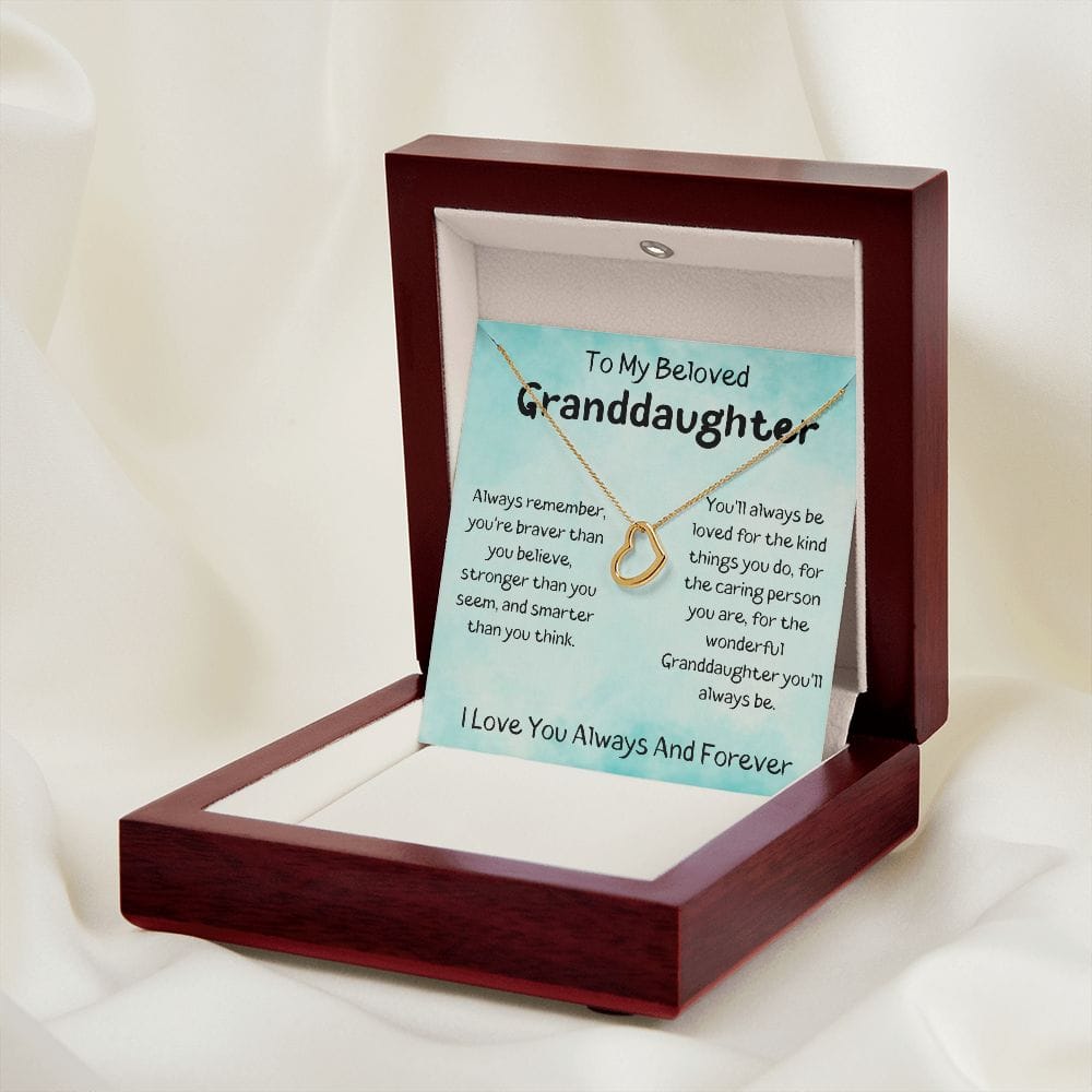 To My Beloved Granddaughter - I Love You - Delicate Heart Necklace