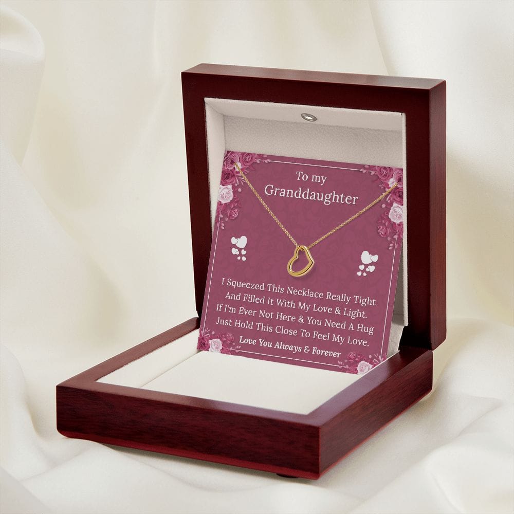 To My Granddaughter - Feel My Love - Delicate Heart Necklace