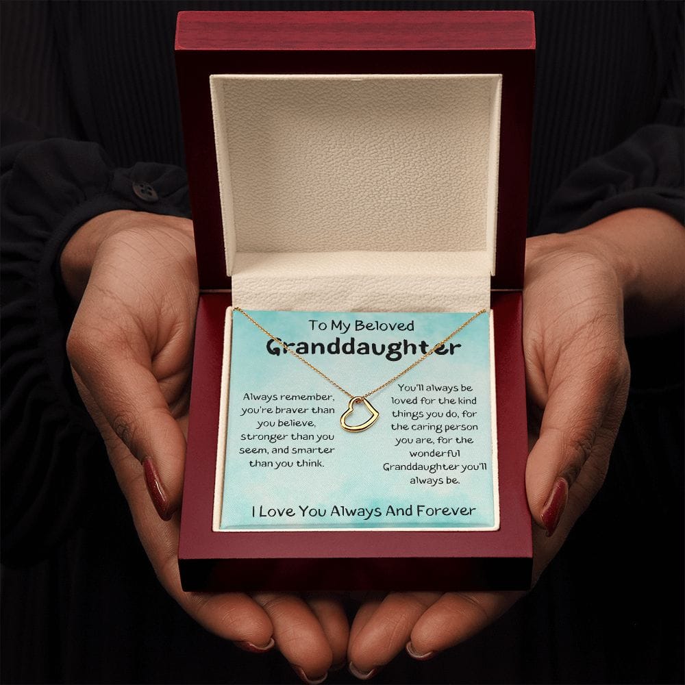 To My Beloved Granddaughter - I Love You - Delicate Heart Necklace