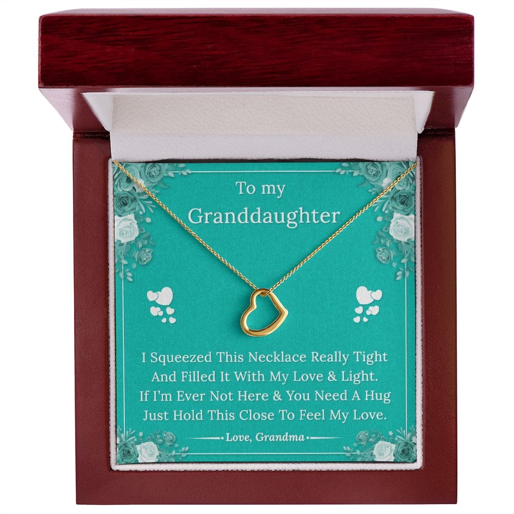 To My Granddaughter - Feel My Love - Delicate Heart Necklace