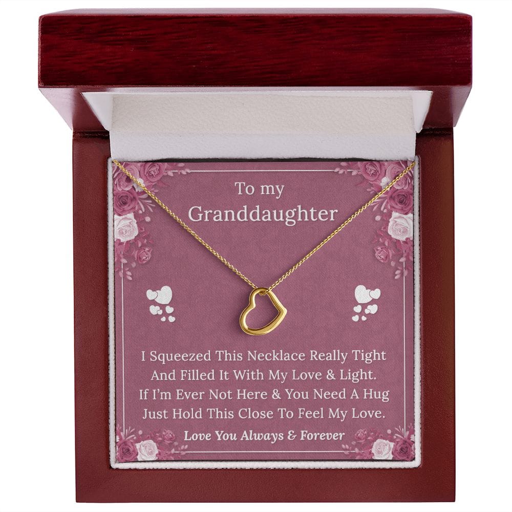 To My Granddaughter - Feel My Love - Delicate Heart Necklace