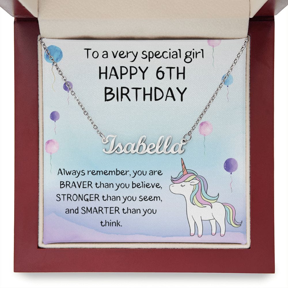 Happy 6th Birthday - Personalized Name Necklace