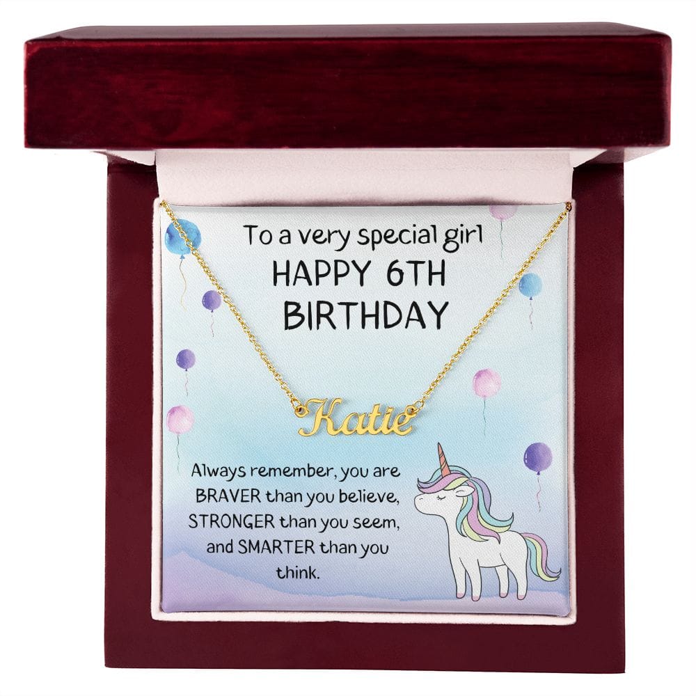 Happy 6th Birthday - Personalized Name Necklace