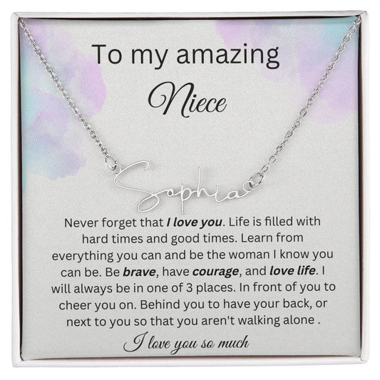 To My Amazing Niece - I Love You So Much - Signature Style Name Necklace