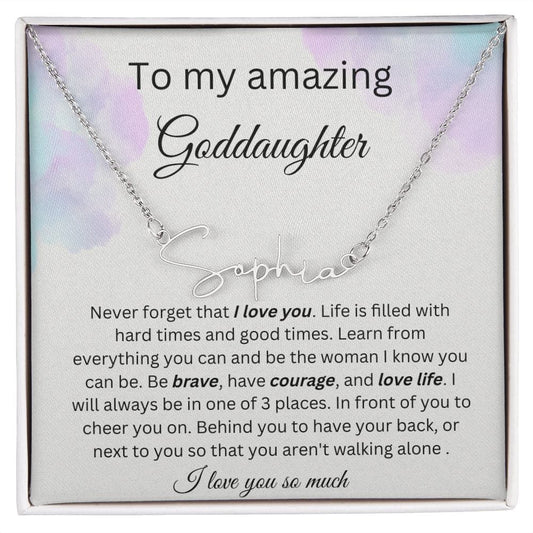 To My Amazing Goddaughter - I Love You So Much - Signature Style Name Necklace