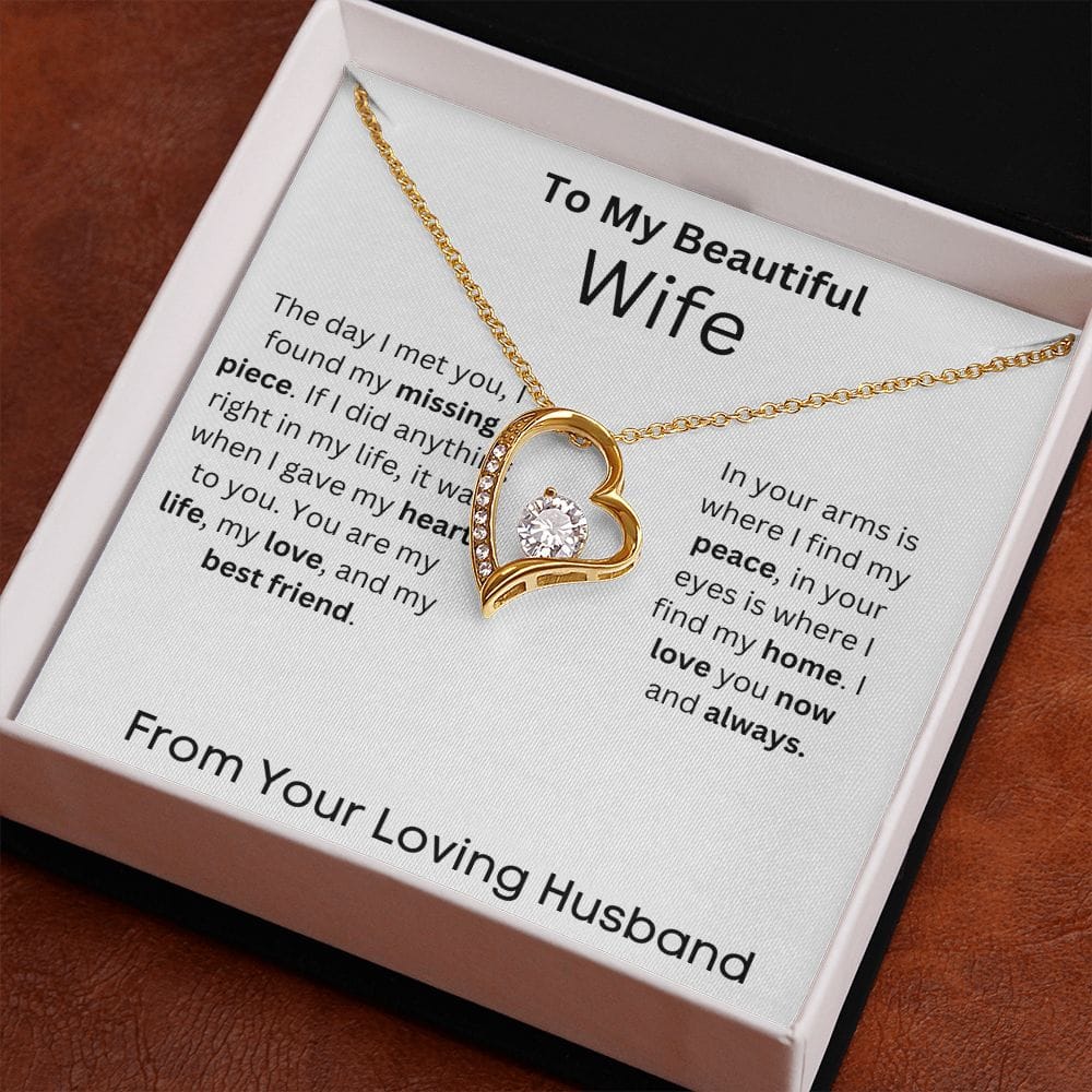 To My Beautiful Wife - The Day I Met You - Forever Love Necklace