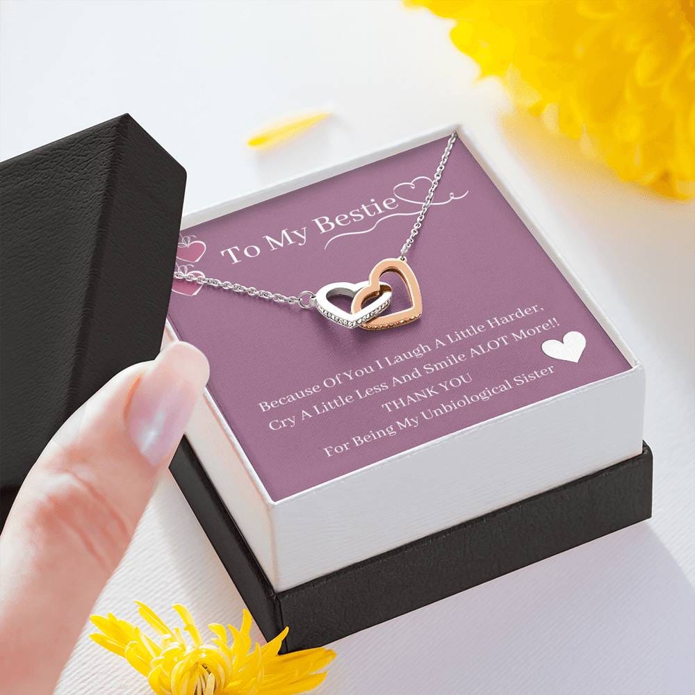 To My Bestie - Because Of You I Laugh - Interlocking Hearts Necklace