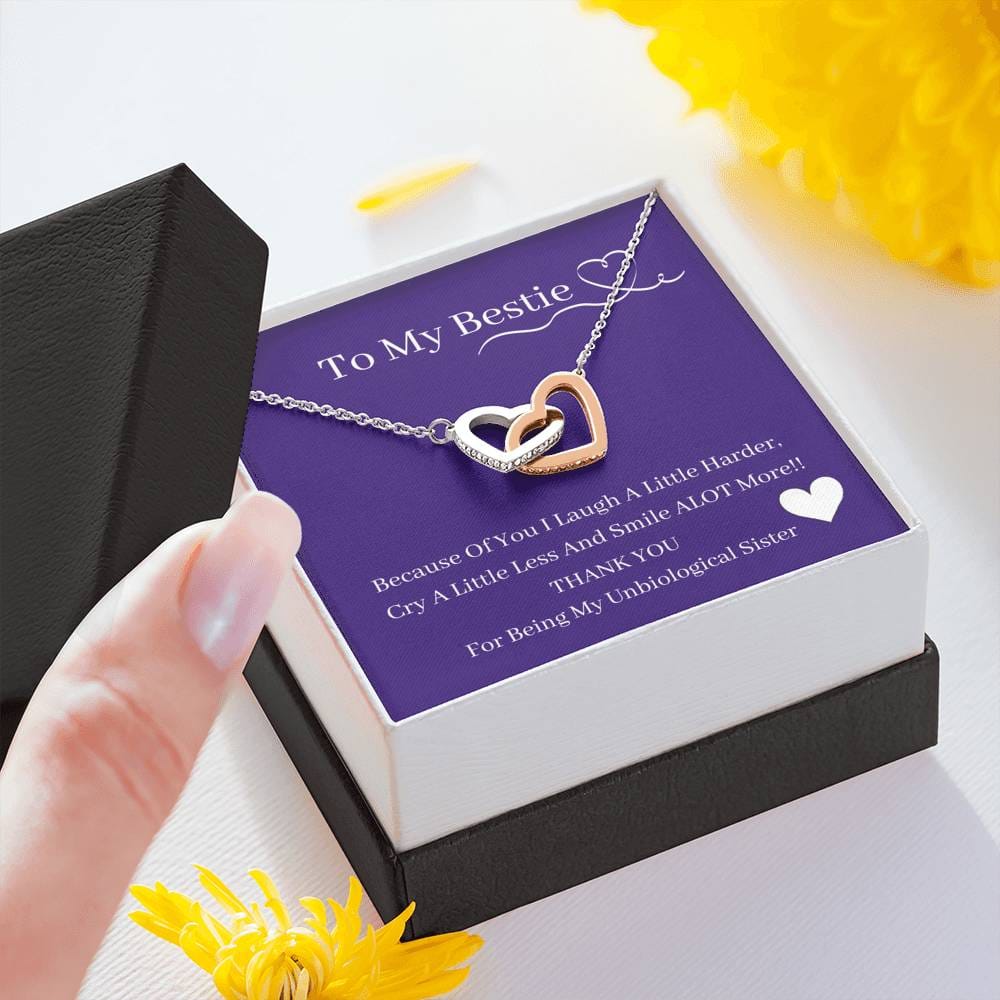 To My Bestie - Because Of You - Interlocking Hearts Necklace