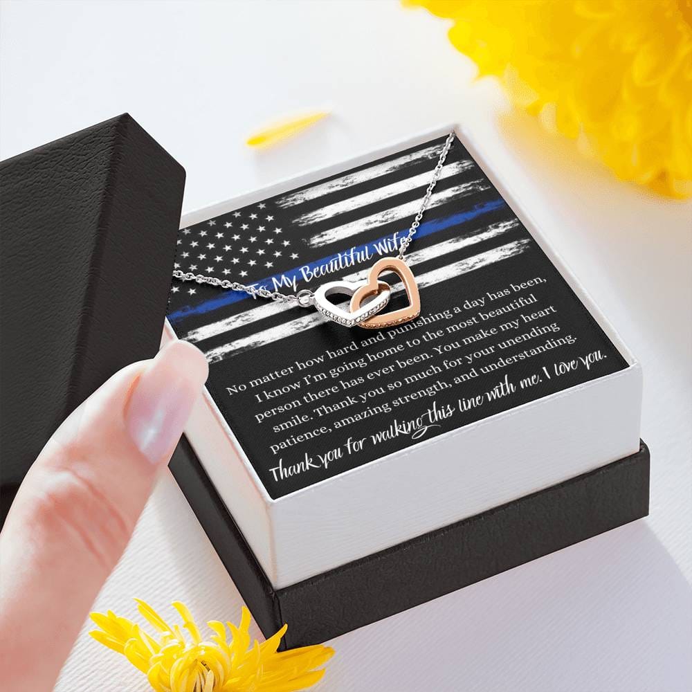 To My Beautiful Police Wife - Interlocking Hearts Necklace