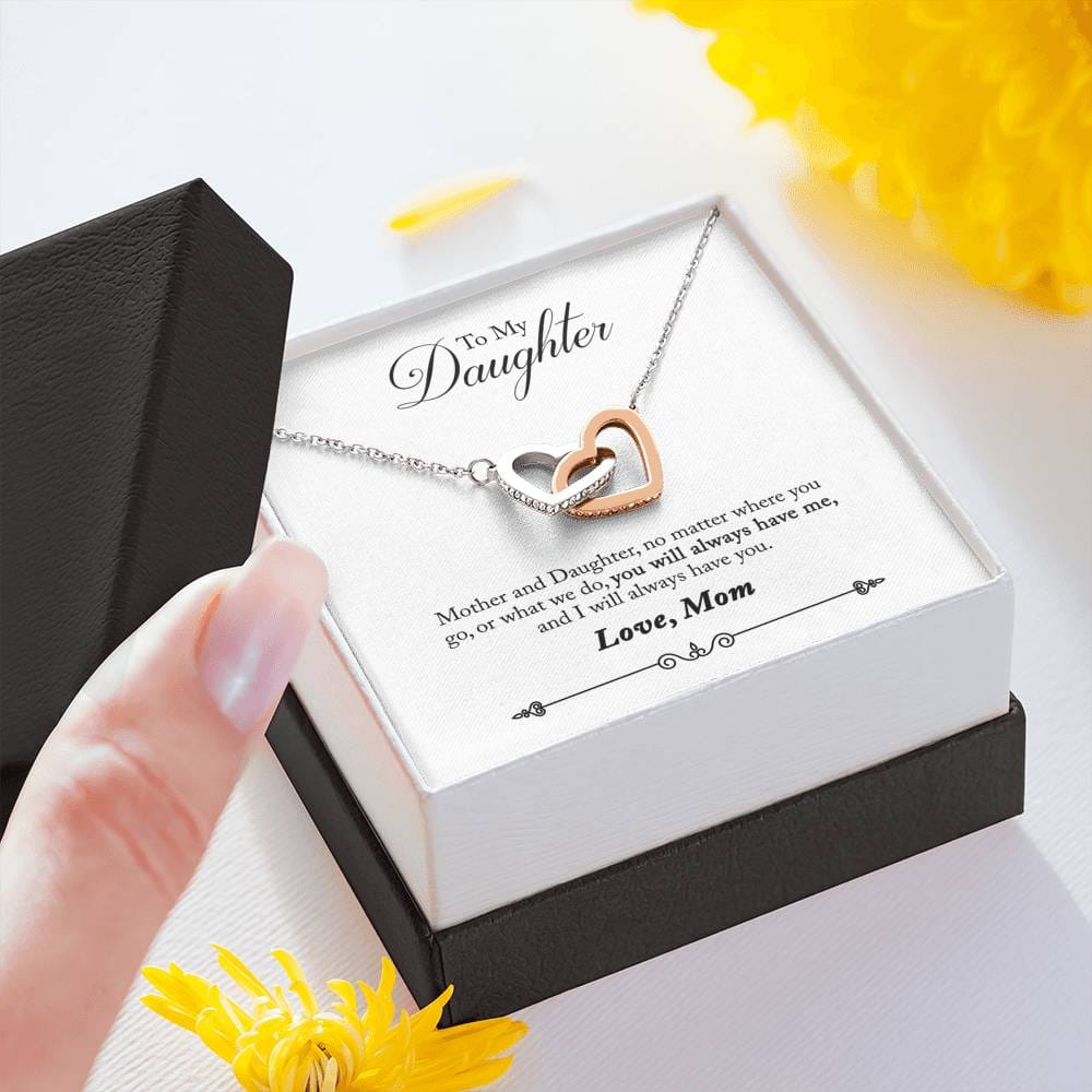 To My Daughter - Mother and Daughter - Interlocking Hearts Necklace