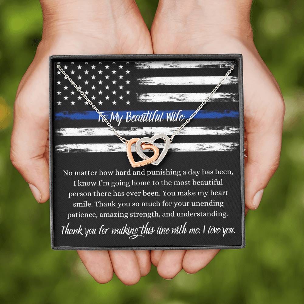 To My Beautiful Police Wife - Interlocking Hearts Necklace