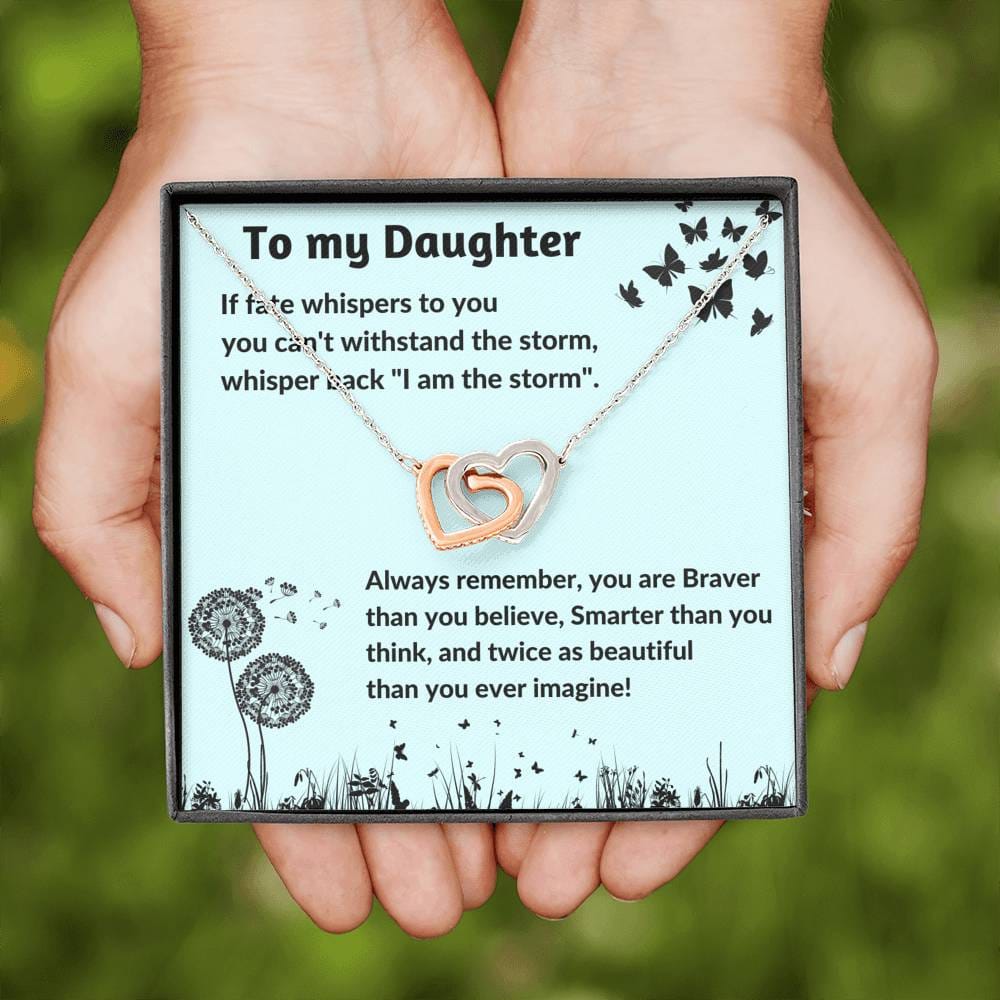 To My Daughter - If Fate Whispers To You - Interlocking Hearts Necklace