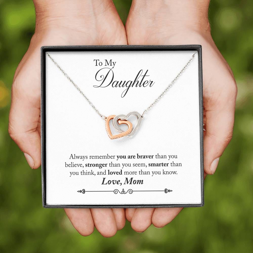 To My Daughter - Always Remember - Interlocking Hearts Necklace