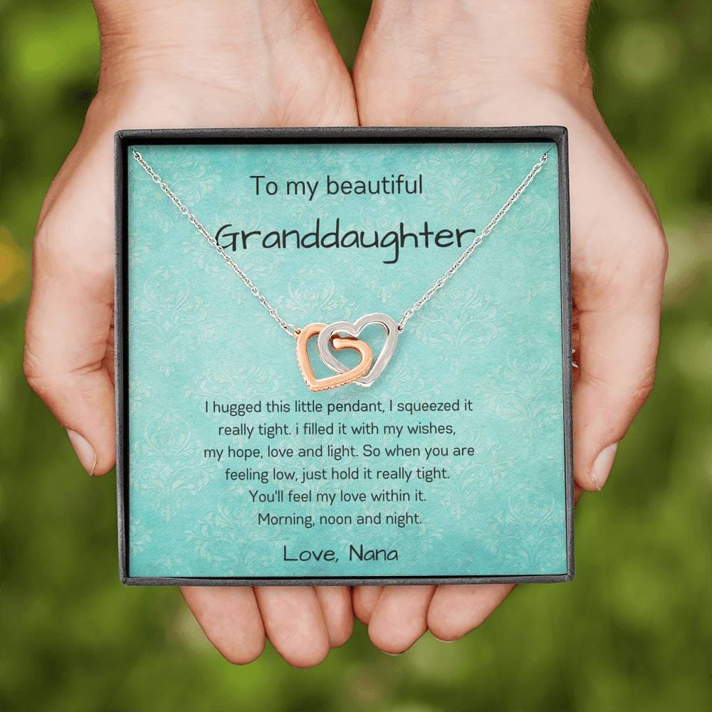 To My Beautiful Granddaughter - Feel My Love Nana - Interlocking Hearts Necklace
