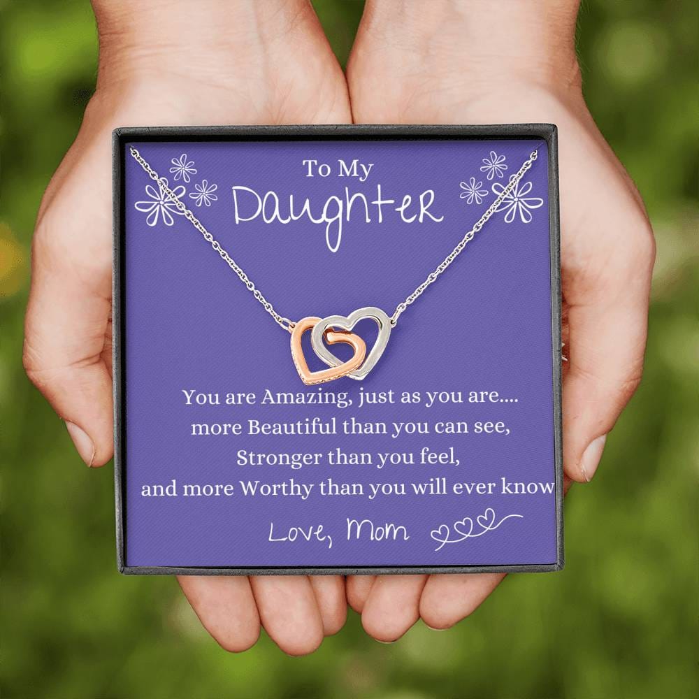 To My Daughter - You Are Amazing - Interlocking Heart Necklace