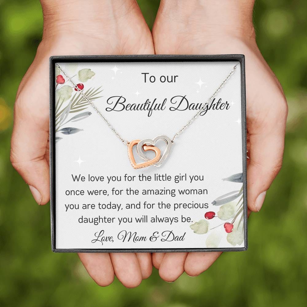 To Our Beautiful Daughter - Interlocking Hearts Necklace