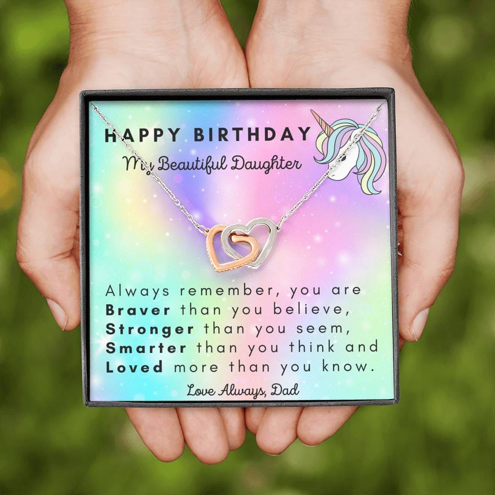 Happy Birthday My Beautiful Daughter - Interlocking Hearts Necklace