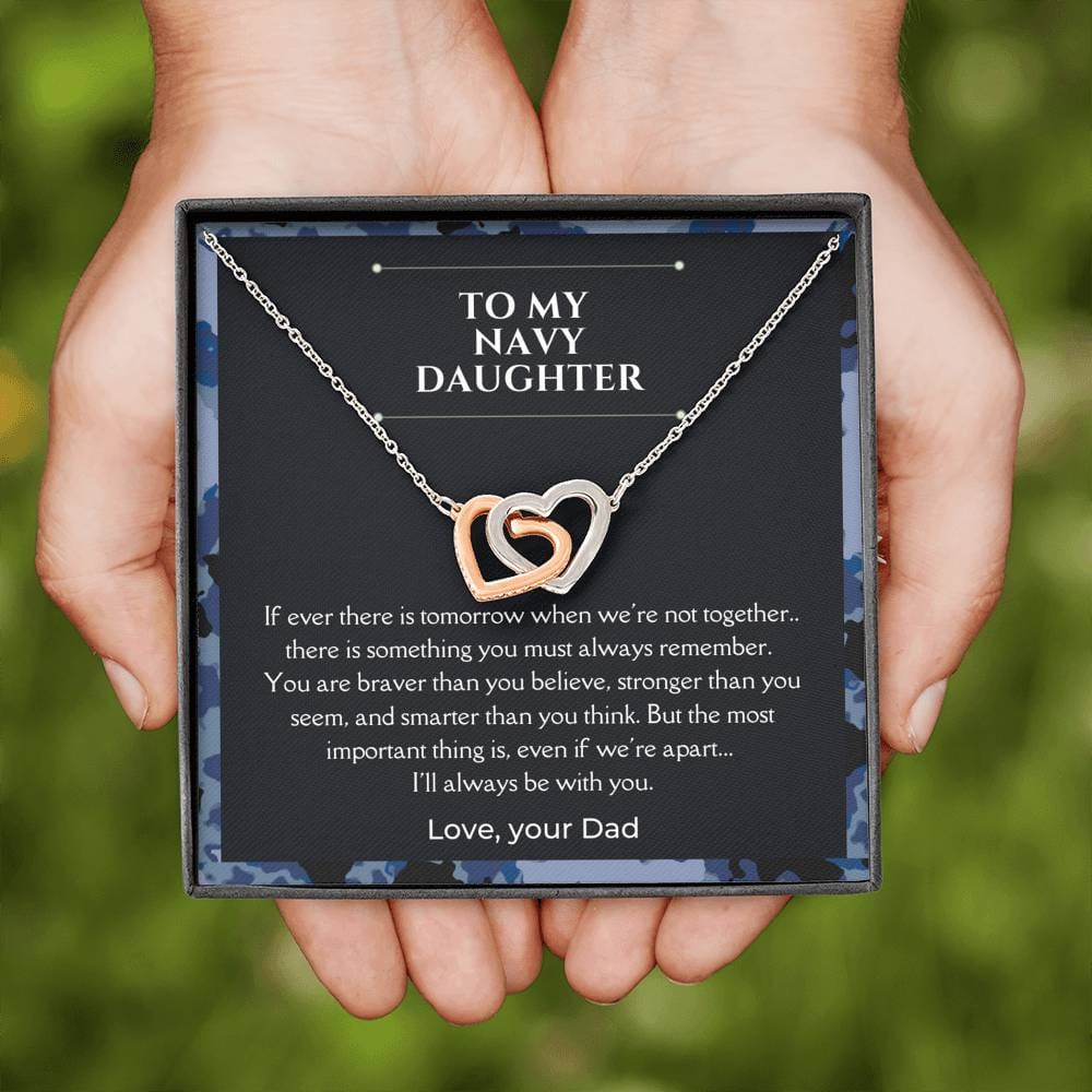 To My Navy Daughter - If There Is - Interlocking Hearts Necklace