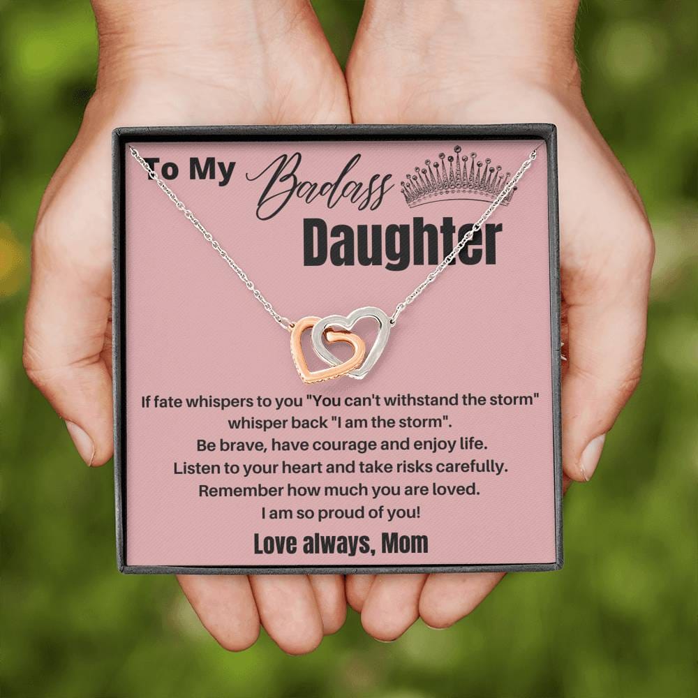 To My Badass Daughter - If Fate Whispers - Interlocking Hearts Necklace