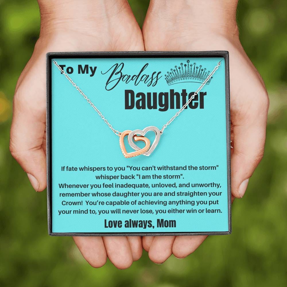 To My Badass Daughter - If Fate Whispers - Interlocking Hearts Necklace