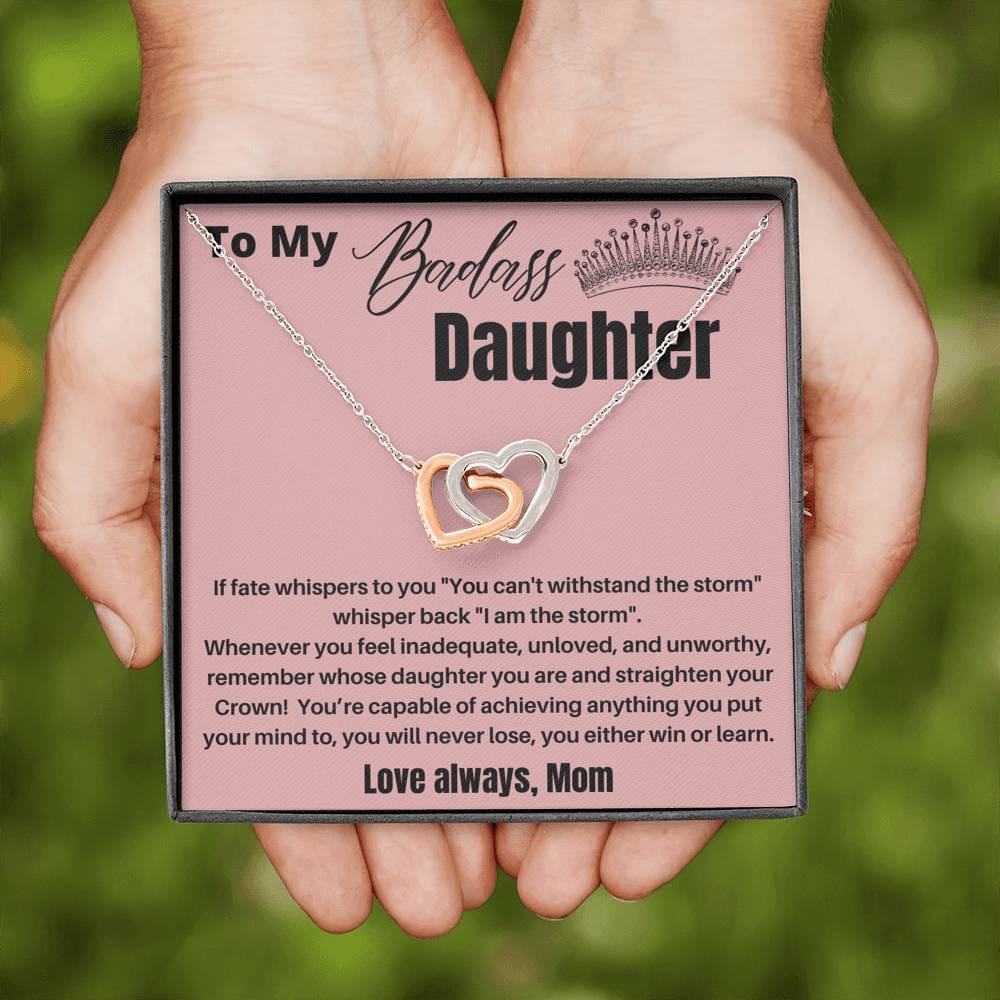 To My Badass Daughter - If Fate Whispers - Interlocking Hearts Necklace