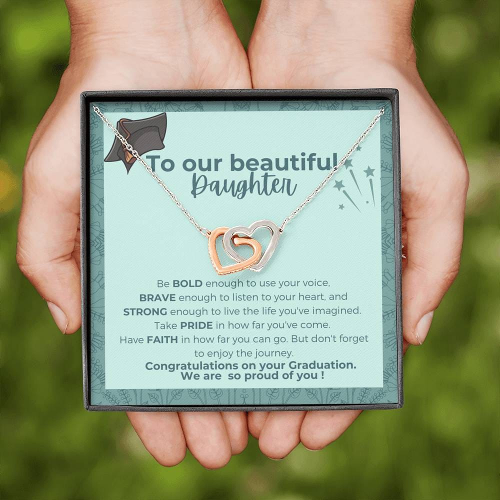 To Our Beautiful Daughter - Be Bold Enough - Interlocking Hearts Necklace